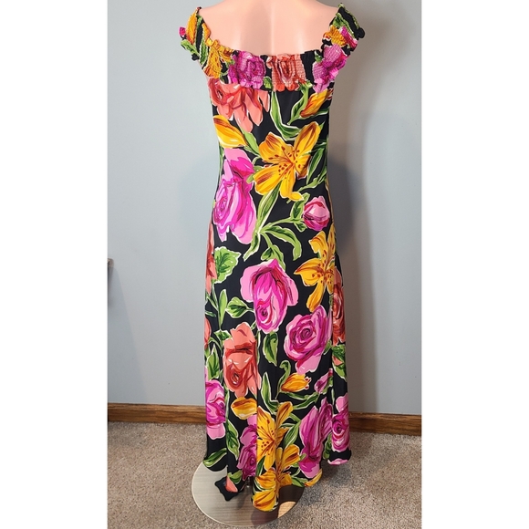 vintage Silk floral maxi dress Resort Wedding Guest Bias‎ Comfy Summer Size 6 - Picture 7 of 8